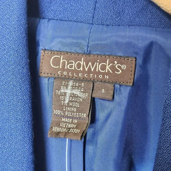 Chadwicks Collection NWOT Womens Blue Wool Blend Belted Blazer Jacket Peplum 8 - Picture 3 of 11